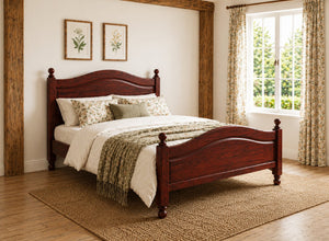 Denver Stained Mahogany Wooden Bed Frame in Farmhouse Cottage Décor