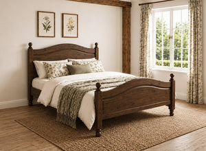 Denver Stained Chocolate Wooden Bed Frame in Farmhouse Cottage decor