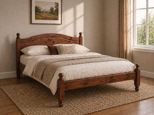 Denver Stained Chocolate Wooden Bed in Low end Style