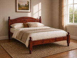 Denver Stained Mahogany Wooden Bed in Low End Style
