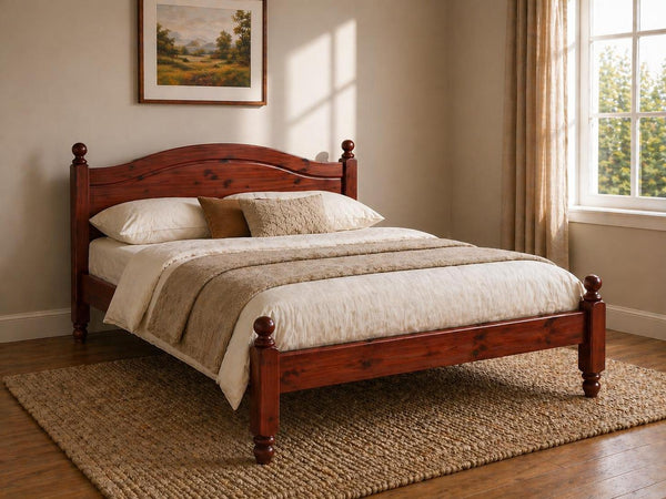 Denver Stained Mahogany Wooden Bed in Low End Style