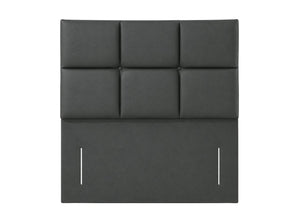 King Diaschia headboard in grey faux leather with six tufted panels.