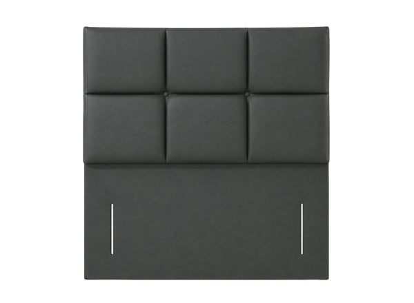 King Diaschia headboard in grey faux leather with six tufted panels.