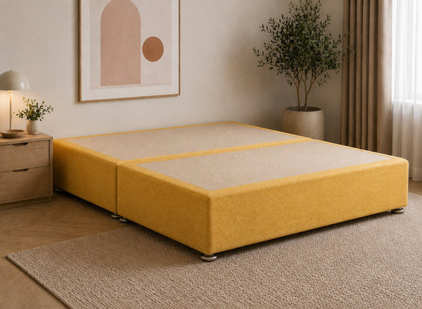 Yellow Divan Bed in Moda Yellow Ochre Fabric