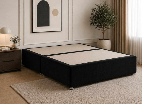 Divan Base in Jet Black Velvet
