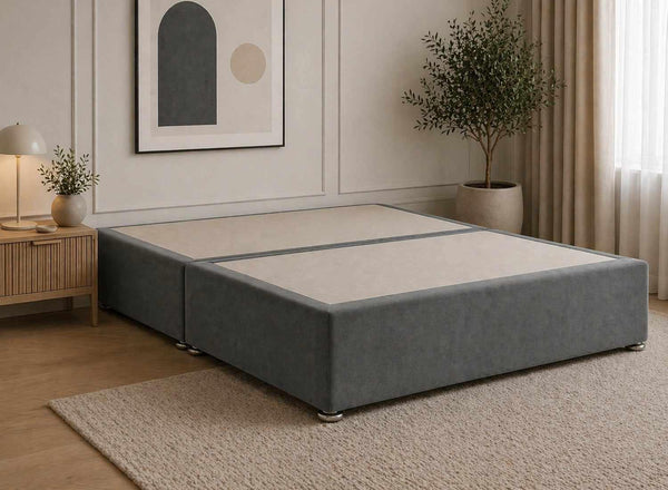 Divan Base in Granite Grey Velvet