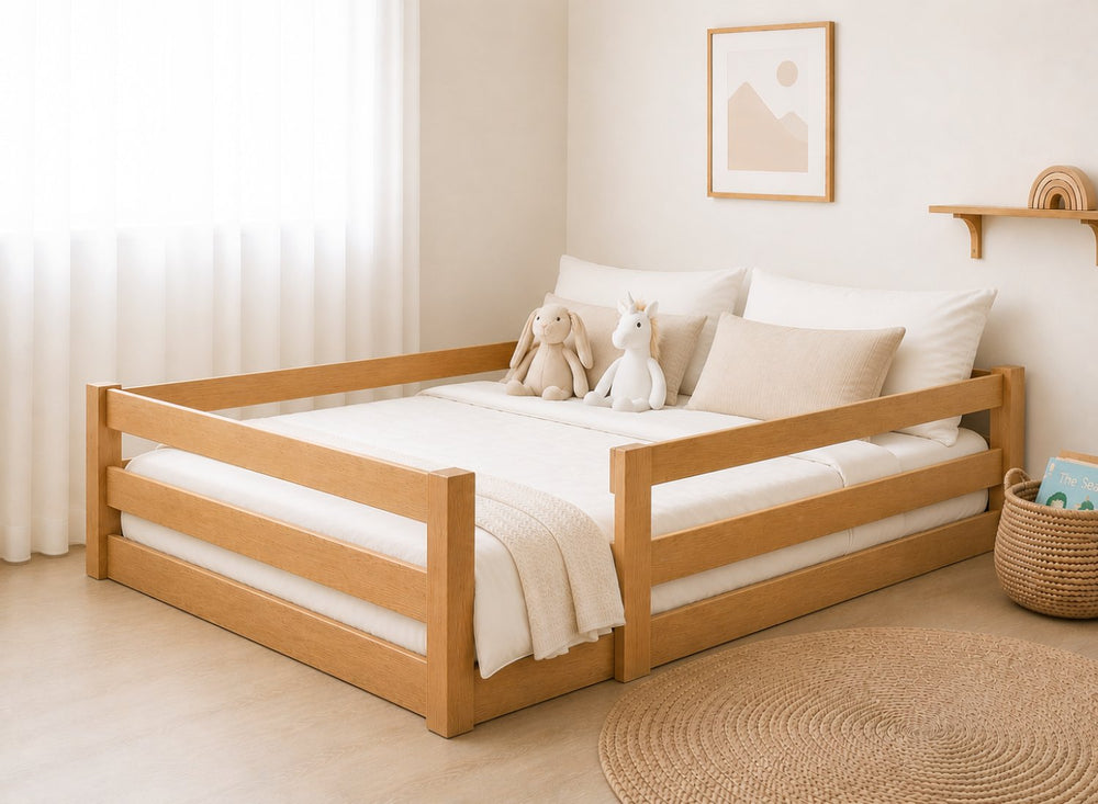 Single Necton Oak Stain Toddler Floor Bed