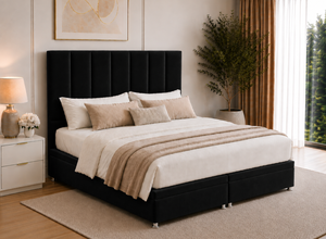 Jet Black Velvet Iberis Ottoman Bed
