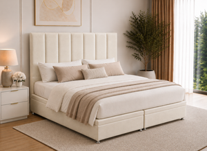 Oyster Velvet Iberis Ottoman Bed