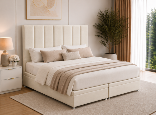 Oyster Velvet Iberis Ottoman Bed