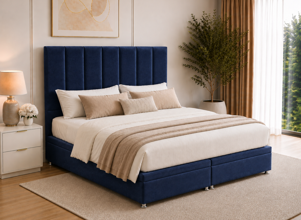 Bottle Green Velvet Iberis Ottoman Bed