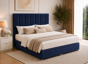 Royal Blue Velvet Iberis Ottoman Bed