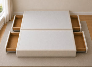 Emperor Divan Base with 4 Drawers in Flat Weave Putty