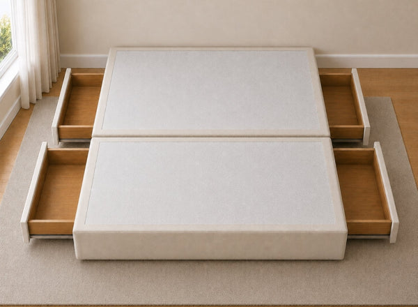 Emperor Divan Base with 4 Drawers in Flat Weave Putty