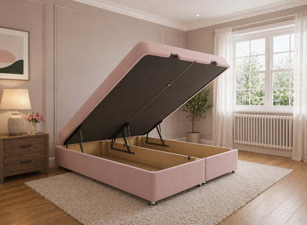 End Lift Ottoman Base in Blush Velvet