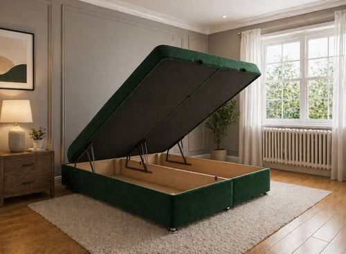 End Lift Ottoman Base in Bottle Green Velvet