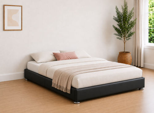 End Lift Ottoman in Black Leather