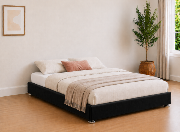 End Lift Ottoman in Jet Black Velvet