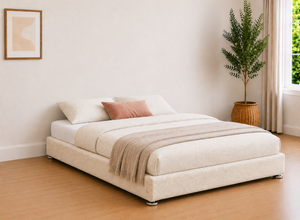 End Lift Ottoman in Cream Boucle