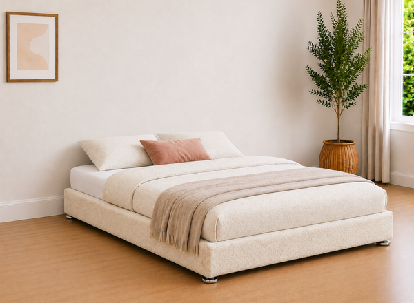 End Lift Ottoman in Cream Boucle
