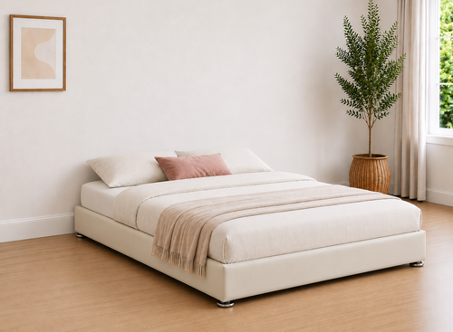End Lift Ottoman in Cream Leather