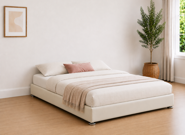 End Lift Ottoman in Cream Leather