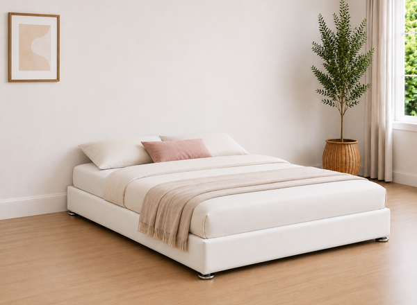 End Lift Ottoman in White Leather