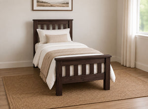 Fakenham Chunky Wooden Bed in Walnut Finish, Single Size