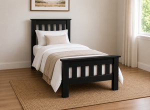 Fakenham Chunky Wooden Bed in Black Ash Finish, Single Size