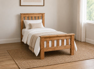 Fakenham Chunky Wooden Bed in Oak Finish, Single Size