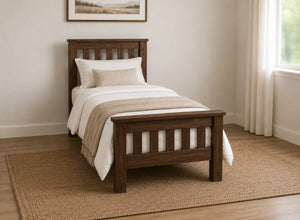 Fakenham Chunky Wooden Bed in Walnut Finish, Single Size