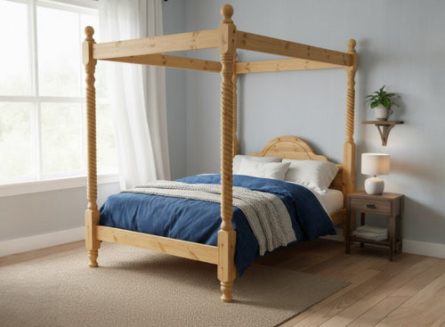 Farringdon 4 Poster with Twisted upright finished in Antique