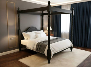 Farringdon 4 Poster with Twisted upright finished in Black Ash