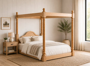 Farringdon Floor Four Poster Bed in Antique Finish