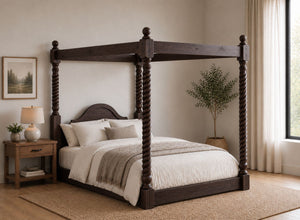 Farringdon Floor Four Poster Bed in Walnut Finish