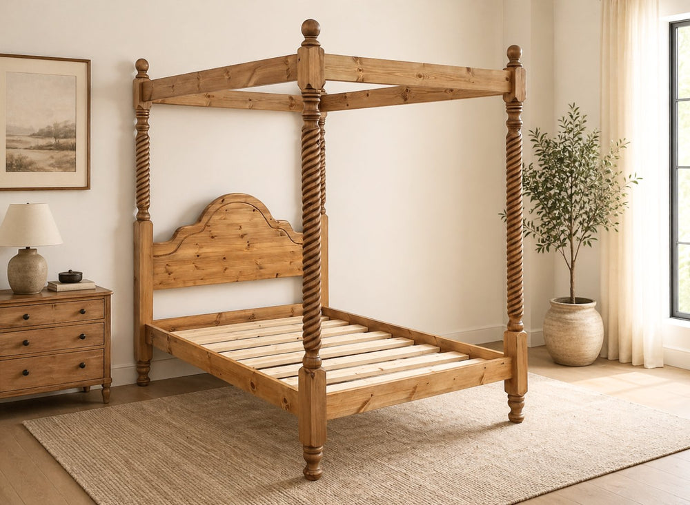 Farringdon Four Poster Bed in Oak Finish