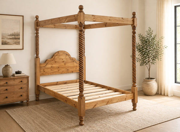 Farringdon Four Poster Bed in Oak Finish