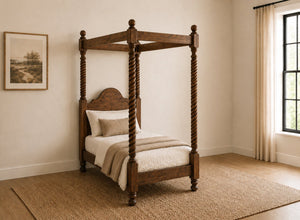 Farringdon Four Poster Bed in Walnut Finish, Single Size