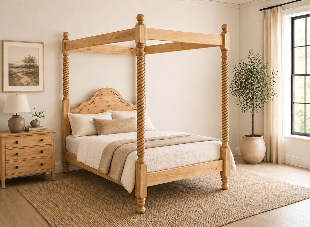 Farringdon Four Poster Bed in Oak Finish
