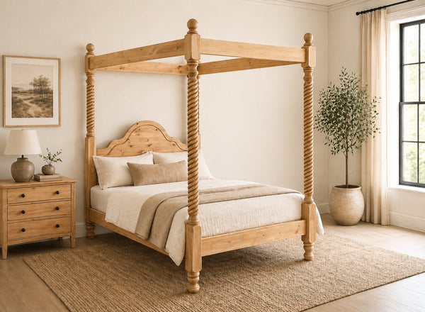 Farringdon Four Poster Bed in Antique Finish