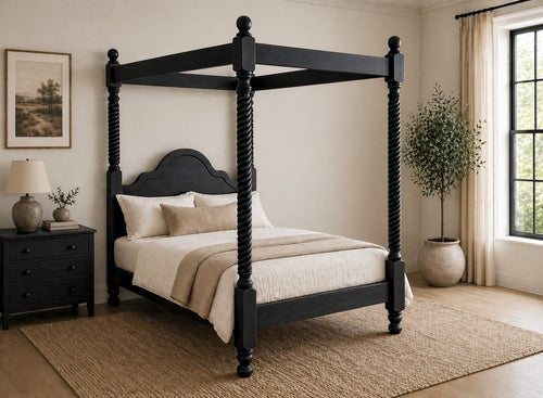 Farringdon Four Poster Bed in Black Ash Finish