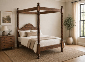 Farringdon Four Poster Bed in Walnut Finish
