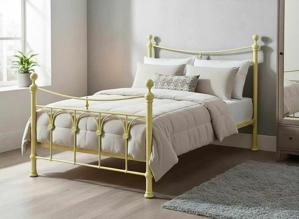 Gamford Pastel Yellow Metal Bed Frame