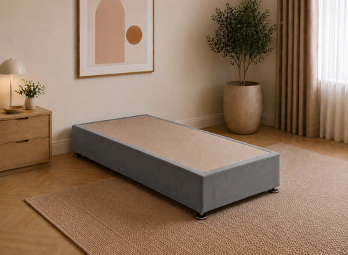 Single Divan Base in Granite Grey Velvet