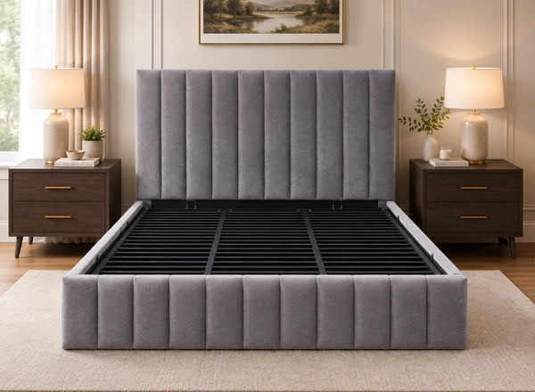 Ellingham Grey Ottoman Bed with High Quality Metal Tubed Lid