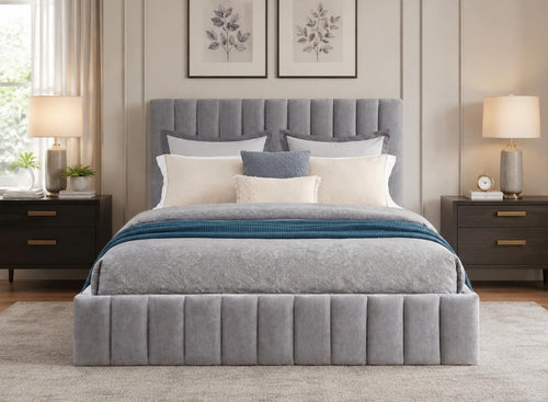 Ellingham Grey Ottoman Bed Finished in Chenille