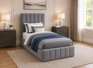 Ellingham Grey Ottoman Bed with a Premium Chenille Finish in Single Size