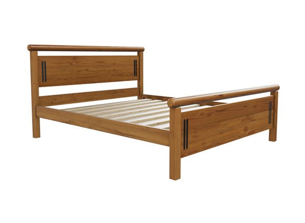 Harpley High End Wooden Bed with Oak Stained Finish