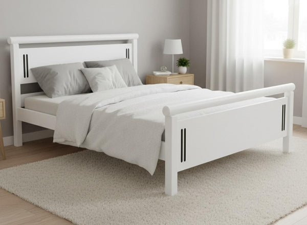 Harpley Bed in All White Finish