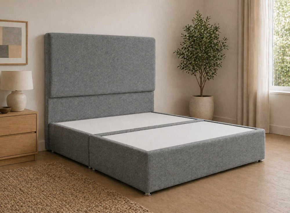 Heather Pewter Grey Wool-Blend Divan Bed